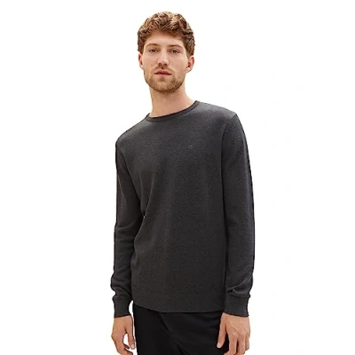 Obrázek TOM Tailor Basic CREW NECK Svetr, Muži, Velikost: Small, Black grey melange