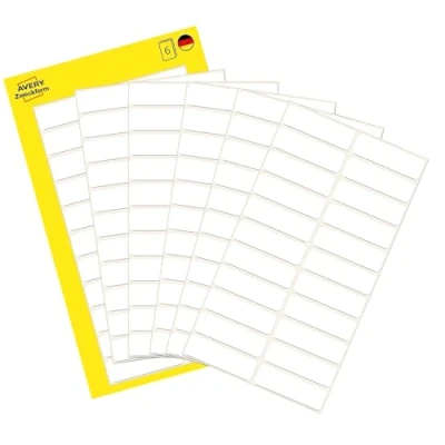 Obrázek AVERY Zweckform 3044 samolepicí etikety pro domácnost (32 x 10 mm, 132 nálepek na 6 archů, víceúčelové domácnost, školu a kancelář k popisování označování), bílé, bílé