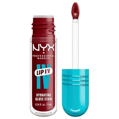 Obrázek NYX Professional Makeup Hydratační lesk na rty a rty, až 12 hodin péče, Lip IV Hydrating Gloss Stain, barva: Cranberry Splash