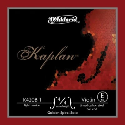 Obrázek D&#039;Addario Kaplan Golden Spiral Solo struny pro housle jednotlivé E K420B 1 houslové 4/4 stupnice, lehké napětí, kulové konce