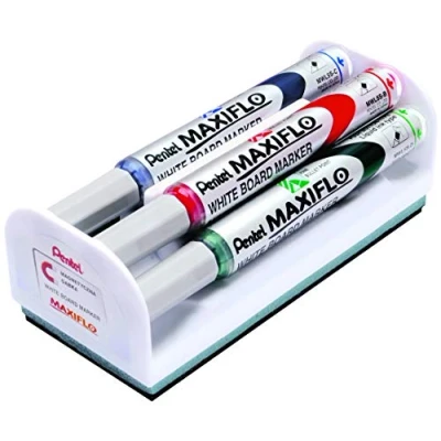 Obrázek Pentel Maxiflo sada značkovačů s houbou (jemná kulatá špička), černá, červená, modrá, zelená