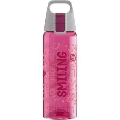 Obrázek SIGG Tritanová láhev na pití Total Color ONE Keep Smiling vhodná pro sycené nápoje do myčky nádobí zabezpečená proti vytečení lehká bez BPA Berry 1 l