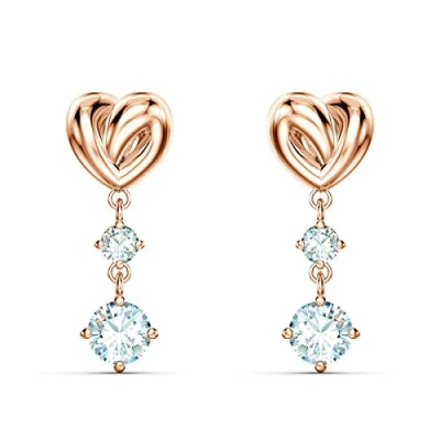 Obrázek Swarovski Lifelong Heart drop náušnice, srdce, bílá, Vrstva ze slitiny růžového zlata, Není relevantní.