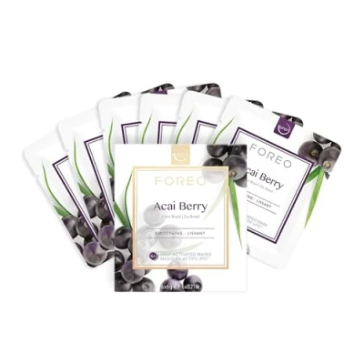 Obrázek FOREO Acai Berry UFO aktivovaná obličejová maska proti suché a stárnoucí pokožce, balení po 6 kusech, antioxidanty, polstrování, &amp; bambucké máslo, netestováno na zvířatech, kompatibilní se