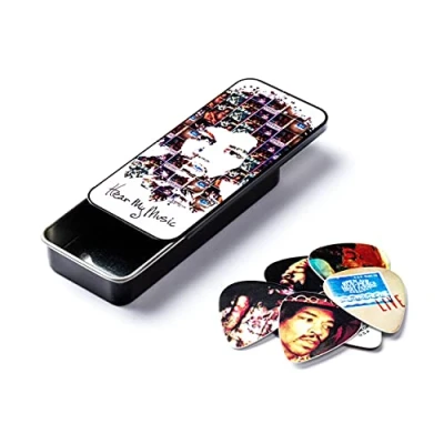 Obrázek Dunlop Jimi Hendrix Hear My Music Medium 12 trsátka v Tin Sběratelská kovové krabičce