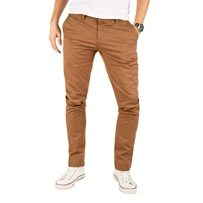 Obrázek Yazubi Pánské Chino kalhoty model Kyle Slim Fit s podílem streče, Hnědá (Camel Otter 181018)