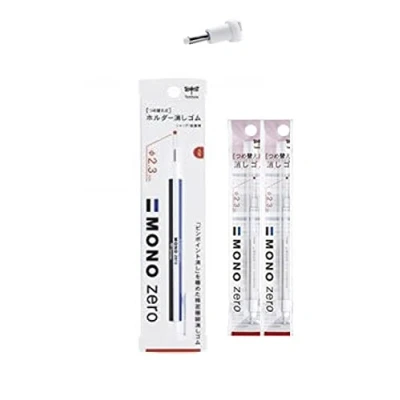 Obrázek Tombow Mono zero přesná guma, kulatá špička, se 2 náplněmi, bílá