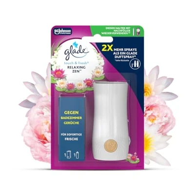 Obrázek Glade Touch &amp; Fresh (Brise One Touch) Mini sprej, pokojová vůně, držák vč. 1 náplně, Relaxing Zen, 10 ml