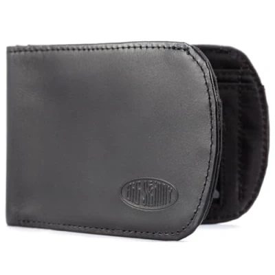 Obrázek Big Skinny Herren Curve Leder Bi Fold Slim Geldbörse für bis zu 20 Karten, Schwarz