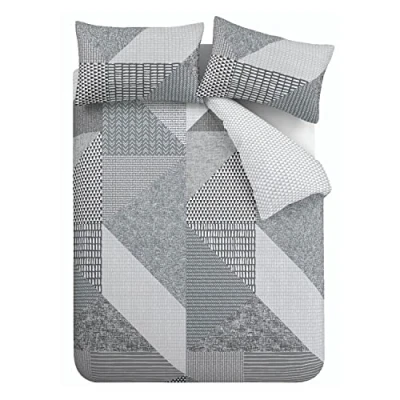 Obrázek Catherine Lansfield Larsson Geo Easy Care Double Duvet Set Grey