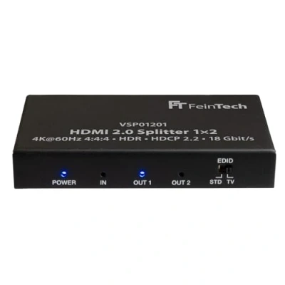 Obrázek FeinTech VSP01201 HDMI 2.0 splitter 1 až 2 Ultra HD 4K @ 60 Hz YUV 4: 4 HDR HDCP 2.2 EDID 18 Gbps