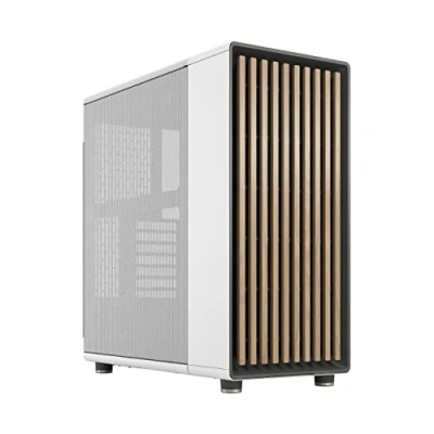Obrázek Fractal Design North Chalk White Wood Oak Front Mesh Side Panels Two 140mm Aspect PWM Fans Included Intuitive Interior Layout ATX Mid Tower PC Gaming Case