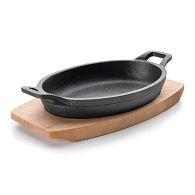 Obrázek Lacor Pfanne Oval M/Holzbehaelter Magma, Gusseisen, Schwarz, 17 cm
