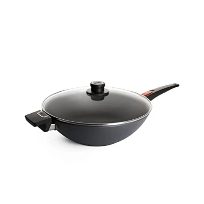 Obrázek Woll Diamond Lite pánev wok a míchání s víkem indukční, Ø 34 cm, výška 11 cm vhodná pro všechny typy sporáků, hliníková litina, nepřilnavá úprava, do trouby, antracitová