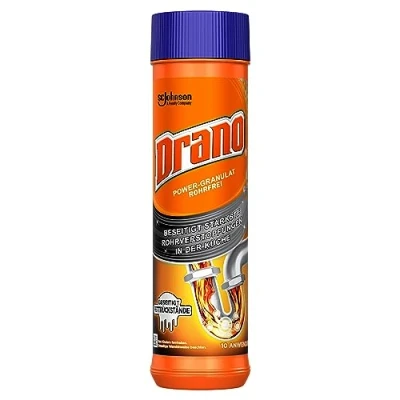 Obrázek Mr Muscle Drano Power granulát beztrubkový čistič odtoku, odstraňuje ucpání potrubí v kuchyni, 10 použití, 1 balení (500 g)