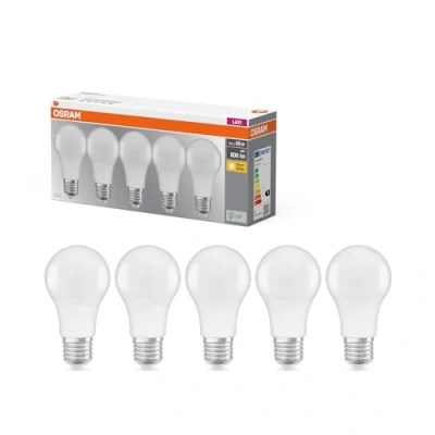 Obrázek Osram Lamps LED Base Classic A lampa, patice: E27, 2700 K, 8, 50 W, náhrada za 60W žárovku, teplá bílá, 5 kusů (balení 1 ks)