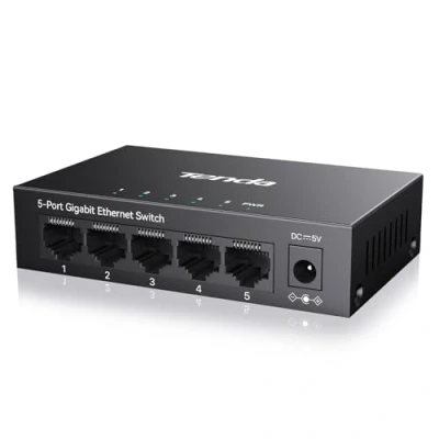Obrázek Tenda TEG1005D Gigabit Switch 5 Port síťový přepínač LAN (Plug and Play Ethernet Switch, Unmanaged, bez ventilátoru, kovový kryt)