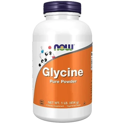 Obrázek Now Foods, glycin, 100% veganský prášek, 454 g, laboratorně testováno, aminokyselina, bez lepku, sóji, vegetariánský
