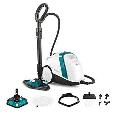 Obrázek POLTI 8012628 Vaporetto Smart 100 T Dampfreinigungsgerät mit 4 Bar, tötet und beseitigt 99,99 Prozent Viren, Keime Bakterien, Weiss/Türkis Metallic, Wassertankkapazität 2 l, Dampfmenge 110 g/Min