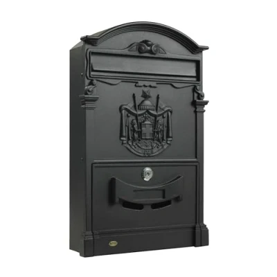 Obrázek Amig Briefkasten im klassischen Stil für den Außenbereich Postschließfach Mauern, Mauern oder Zäune 40,5 x 25,5 8,5 cm Aluminium Inklusive Schrauben Mattschwarze Farbe