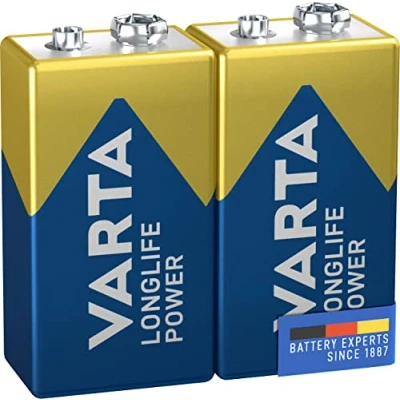 Obrázek VARTA Longlife Power 9V blok 6LP3146, alkalické baterie E bloku ideální pro požární hlásiče tuneru kouře detektor (balení 2)