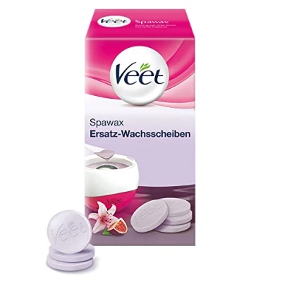 Obrázek Hřejivé voskové kotouče Reckitt Veet Spawax pro voskový přístroj Dlouhotrvající odstraňování chloupků teplým voskem 1 x 6 voskových kotoučků