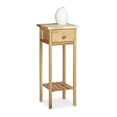 Obrázek Relaxdays Telefontisch walnuss HBT: ca. 60 x 25 cm Beistelltisch mit Schublade Konsolentisch aus Holz Pflanzentisch hoch Blumentisch,