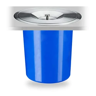 Obrázek Relaxdays odpadkový koš na pracovní desku, 5 l, pro biologický odpad, víko z ušlechtilé oceli, vestavěný koš, V x D: 23 24 cm, modrý, plast