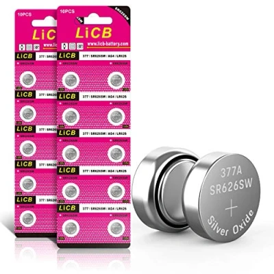 Obrázek LiCB 20 kusů SR626SW baterie k hodinkám, 377 AG4 SR 626SW V377 1,5V LR626 knoflíkové