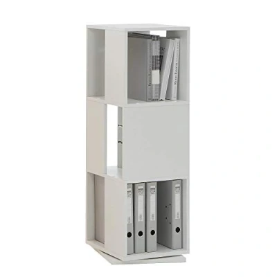 Obrázek FMD Nábytek, 291 001E Tower otočný regál, dřevotřísková deska potažená melaminovou pryskyřicí, bílá, rozměry 34,0 x 108,0 cm (ŠHT)