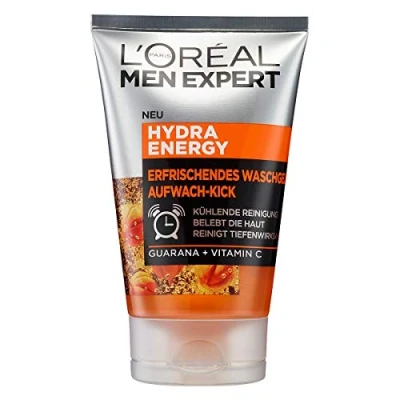 Obrázek L&#039;Oréal Men Expert Čisticí gel Hydra Energy bez mýdla, s vitaminem C, hloubkové čištění pórů (2 x 100 ml)