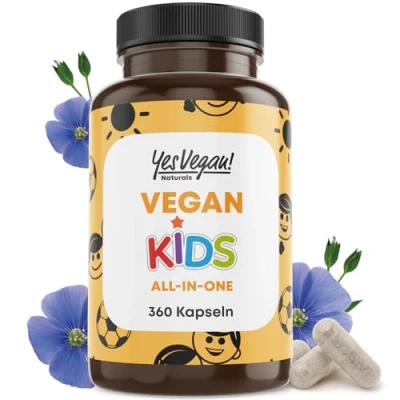 Obrázek Dětské vitamíny All in One (360 tobolek = roční zásoba) vitamín B12+D3+K2+B2+B6+B9 kyselina listová + zinek železo selen sodík draslík jód pro děti multivitamíny (1)