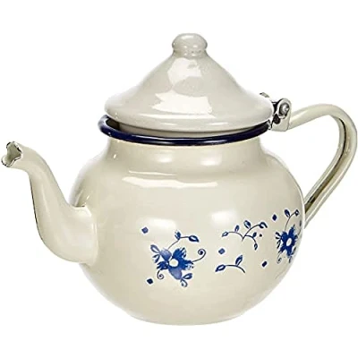 Obrázek IBILI 918807 čajová konvice Sena 0,7 l ze smaltované oceli, bílá/modrá, 10 x,10 x 20 cm