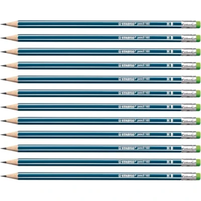 Obrázek Bleistift mit Radierer STABILO pencil 160 in petrol 12er Pack Härtegrad HB