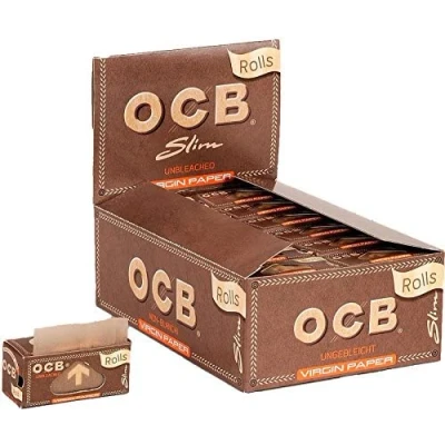 Obrázek OCB 16725 Unbleached Rolls Virgin Papír dlouhé cigaret Papír, Černá, 15 x 5 cm