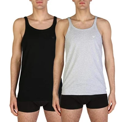 Obrázek Emporio Armani Pánský horní díl pyžama (balení 2 ks), Black/Grey Melange