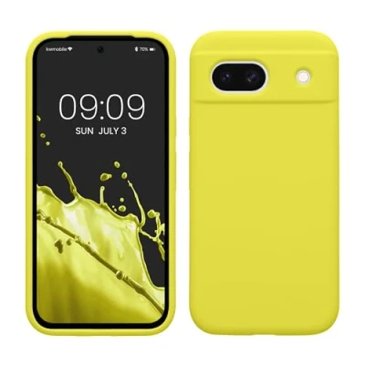 Obrázek kwmobile pouzdro kompatibilní s Google Pixel 8a silikonové na mobil měkký povrch bezdrátové nabíjení citrónově žlutá