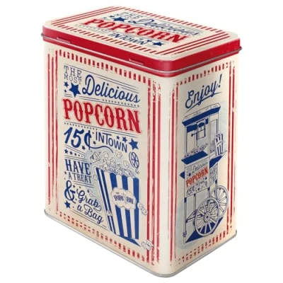 Obrázek Nostalgic Art Retro dóza na zásoby l, 3 popcorn nápad dárek pro fanoušky dinosaurů, velká plechová krabička, vintage design