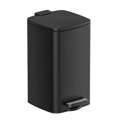Obrázek SONGMICS Kosmetický kbelík, 8 litrů, odpadkový koš koupelna, malý koš, pedál, s pedálem, pro malé prostory, víkem, Softclose, ocel, černý LTB591B0802