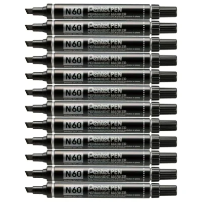 Obrázek Pentel N60 Permanentmarker Keilspitze 1,5 2 mm Strichbreite 12 Stück schwarz