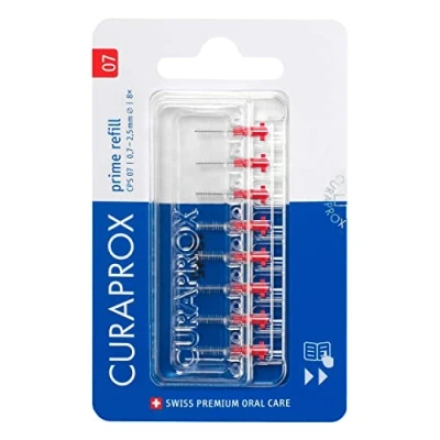 Obrázek Curaprox Interdentalbürsten CPS 07 prime, Refill, 8 Stück, rot, 0.7 mm Durchmesser, 2.5 Wirksamkeit, Nachfüllpackung, ohne Halter