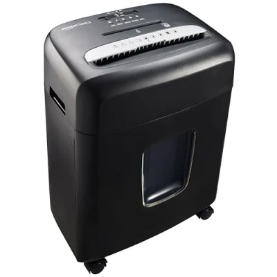 Obrázek Amazon Basics Mikrostřih, skartovačka na 8 listů, papír, CD a kreditní karty, listů (nový model), černá