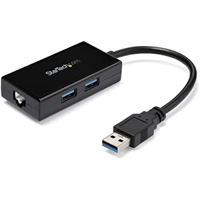 Obrázek Startech USB 3.0 na Gigabit síťový adaptér s 2 Port Hub Native ovladač Podpora (Windows, Mac A Chrome OS)