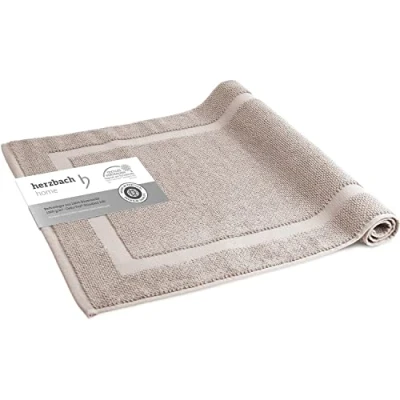 Obrázek herzbach home Koupelnová předložka 100% bavlna sprchová 1. 000 g/m² savá lze prát (pískově šedá, 50 x 80 cm)