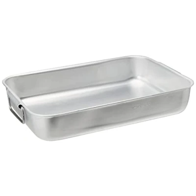 Obrázek Pentole Agnelli Bratentopf eckig Hohe Mitte Gewicht, runde Ecken, mit beweglichen Griffen ohne Nieten, Silber, Aluminium 65x43x10 cm Silber/schwarz