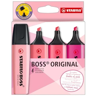 Obrázek Zvýrazňovač STABILO BOSS ORIGINAL Shades of Pink 4dílné balení