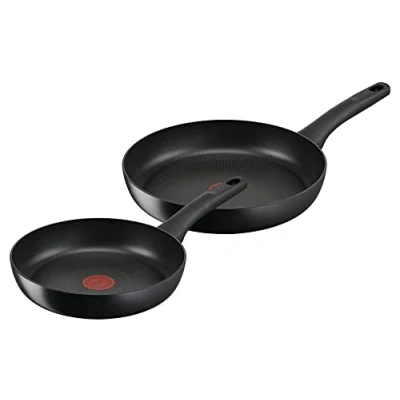 Obrázek Tefal G28890 Hard Titanium On sada pánví 24 + 28 cm hliník nezávadná nepřilnavá úprava ukazatel teploty Thermo Signal vhodné pro všechny typy sporáků indukci černá