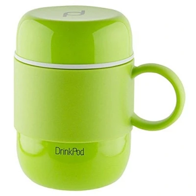 Obrázek Termonádoba Pioneer DrinkPod s rukojetí, izolační pohárek z ušlechtilé oceli, 0,28 l, dvouplášťová termo nádoba, 6 hodin horké, 24 studené, zabezpečená proti vytečení, bez BPA zelená