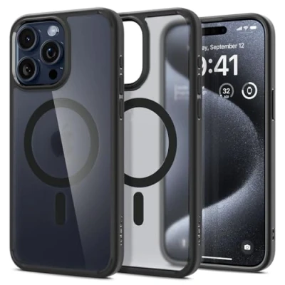 Obrázek Spigen Pouzdro Pro iPhone 15 Ultra Hybrid Frost MagFit [Anti Yellowing] Case obal na mobil průhledný tenký kompatibilní s MagSafe černé