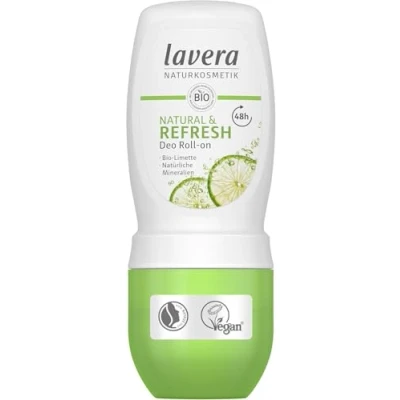 Obrázek Lavera Deo Roll on NATURAL &amp; REFRESH 48 h veganská přírodní kosmetika bio limetka a minerály bez hliníku Spolehlivá ochrana pro svěží pocit pokožky hodin 50 ml